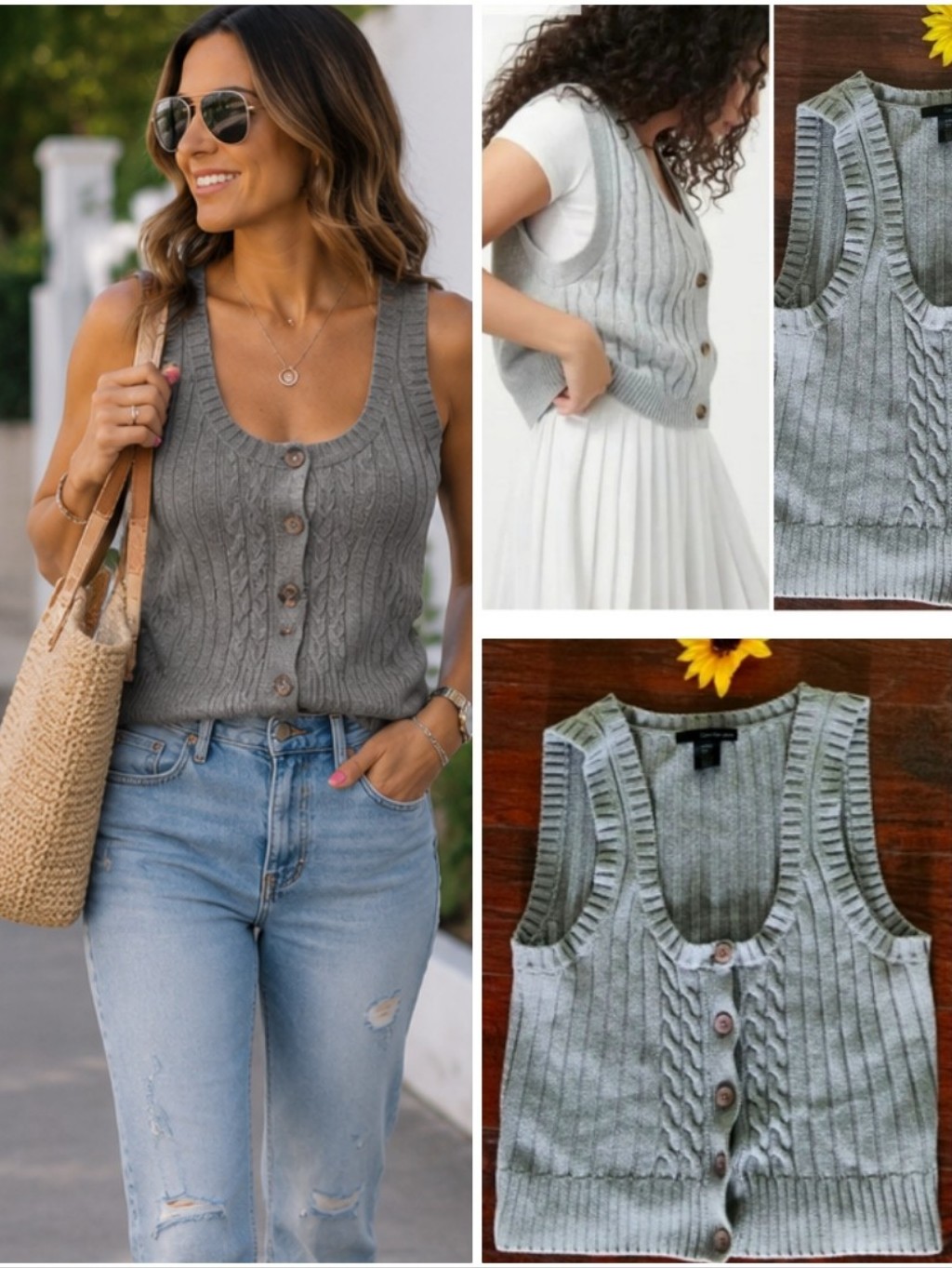 Calvin Klein Jeans Knitted Buttons Tank